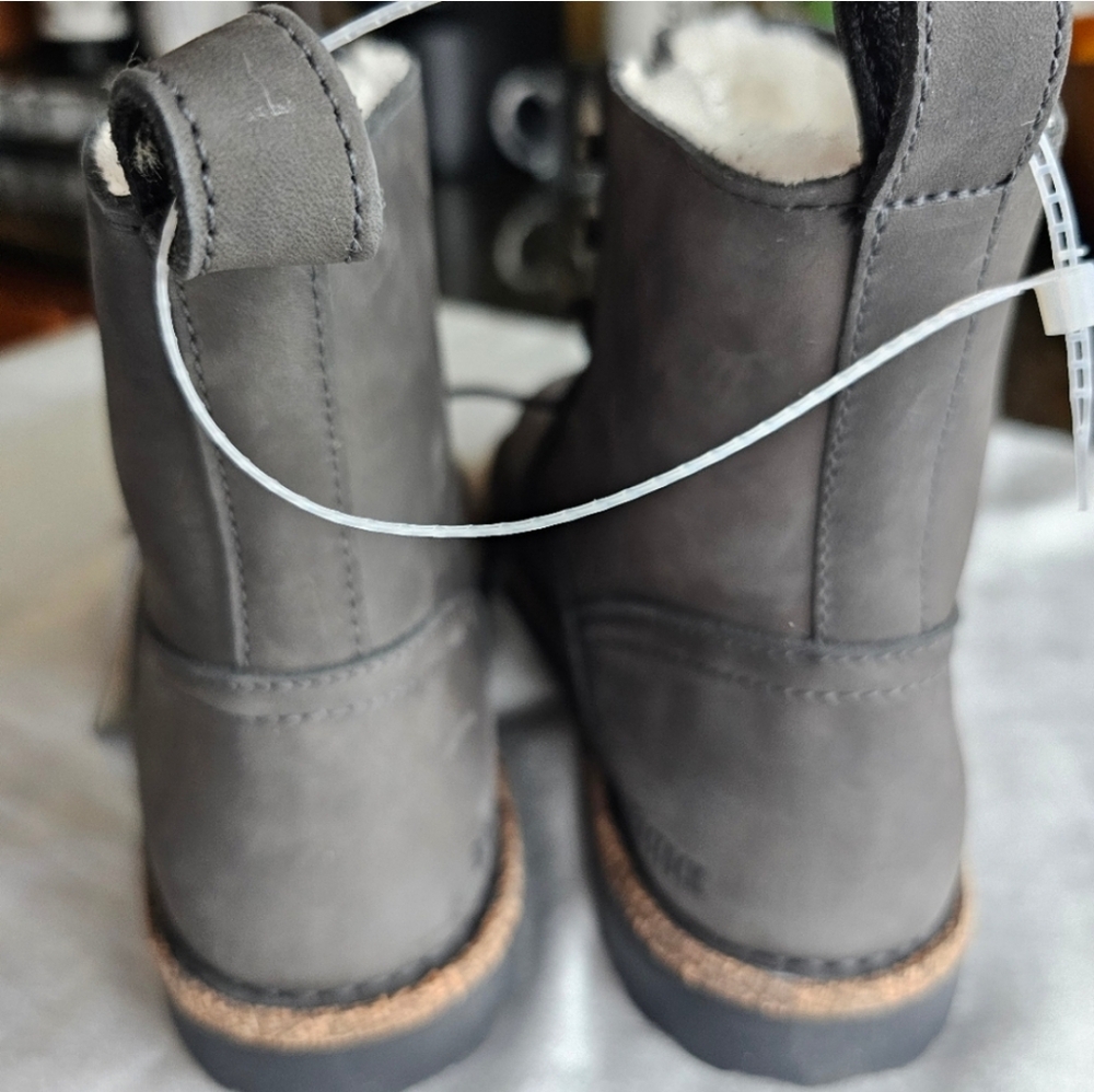 🔥🆕 Birkenstock Bryson Boots Graphite Oiled Gray Shearling Combat Winter Boots - Picture 7 of 14